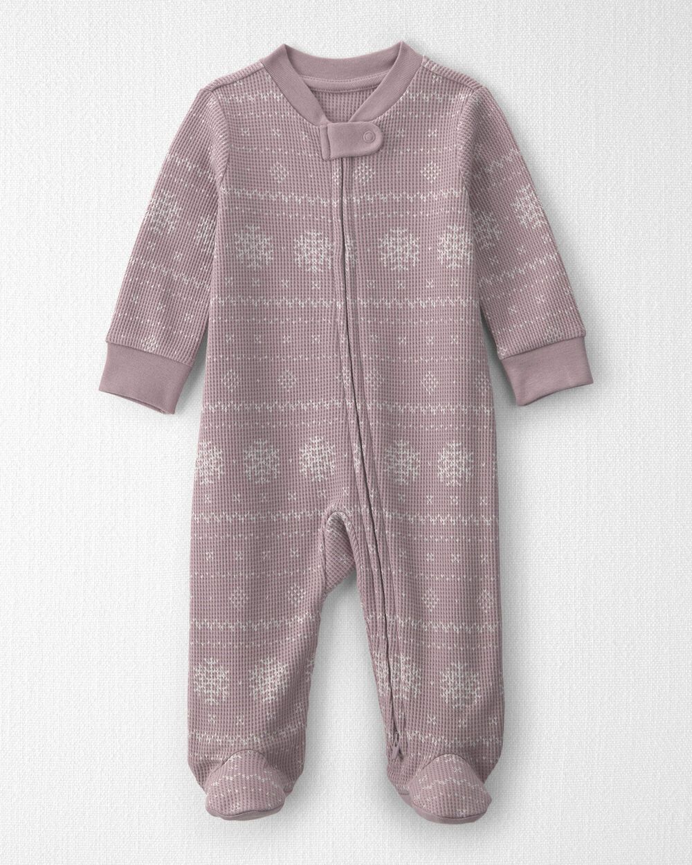 Baby Girl Fair Isle Waffle Knit Sleep & Play Pajamas Made with Organic Cotton