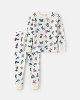 Toddler 2-Piece Disney© Stitch Christmas 100% Cotton Snug Fit Pajama Set - Ivory