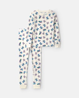 Kids 2-Piece Disney© Stitch Christmas 100% Cotton Snug Fit Pajama Set - Ivory