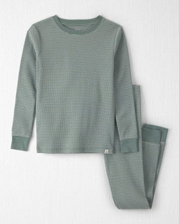 Kids 2-Piece Organic Cotton Ribbed Pajamas in Stripes