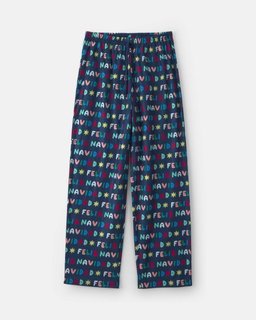 Kids 'Feliz Navidad' Christmas Fleece Loose Fit Pajama Bottoms - Navy Blue