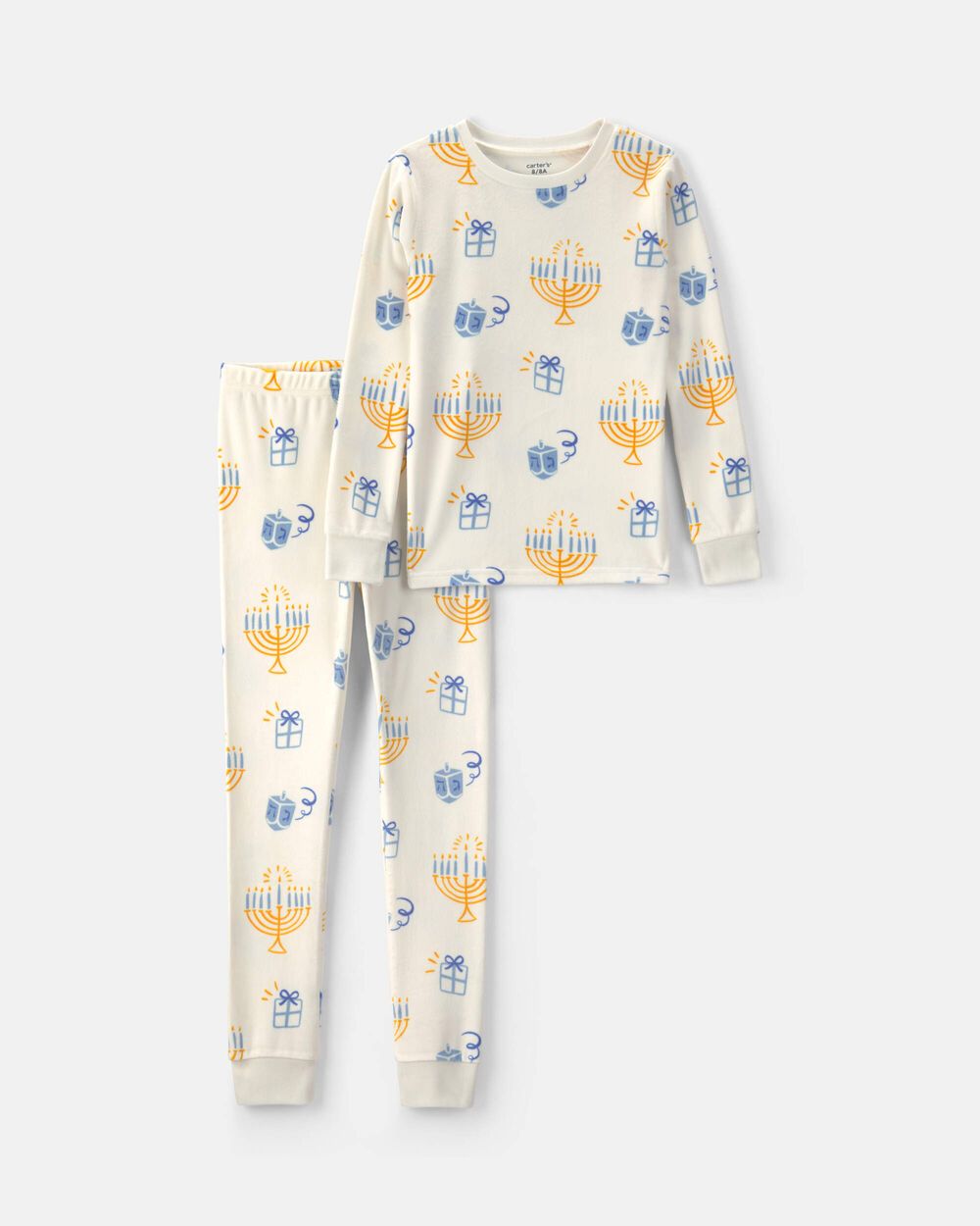 Kids 2-Piece Hanukkah DreamPlush Snug Fit Pajama Set - Cream