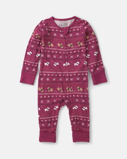 Baby Fair Isle PurelySoft™ 2-Way Zip Sleep & Play Pajamas - Burgundy