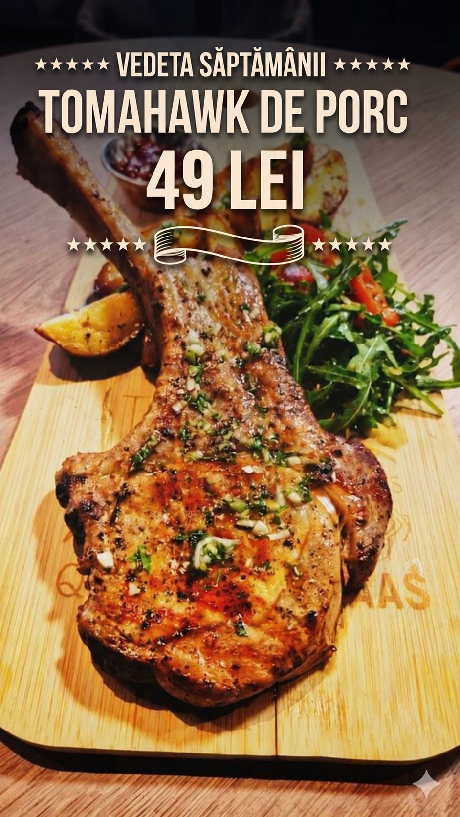 Vedeta Saptamanii -TOMAHAWK DE PORC CU CARTOFI AROMATIZATI_0