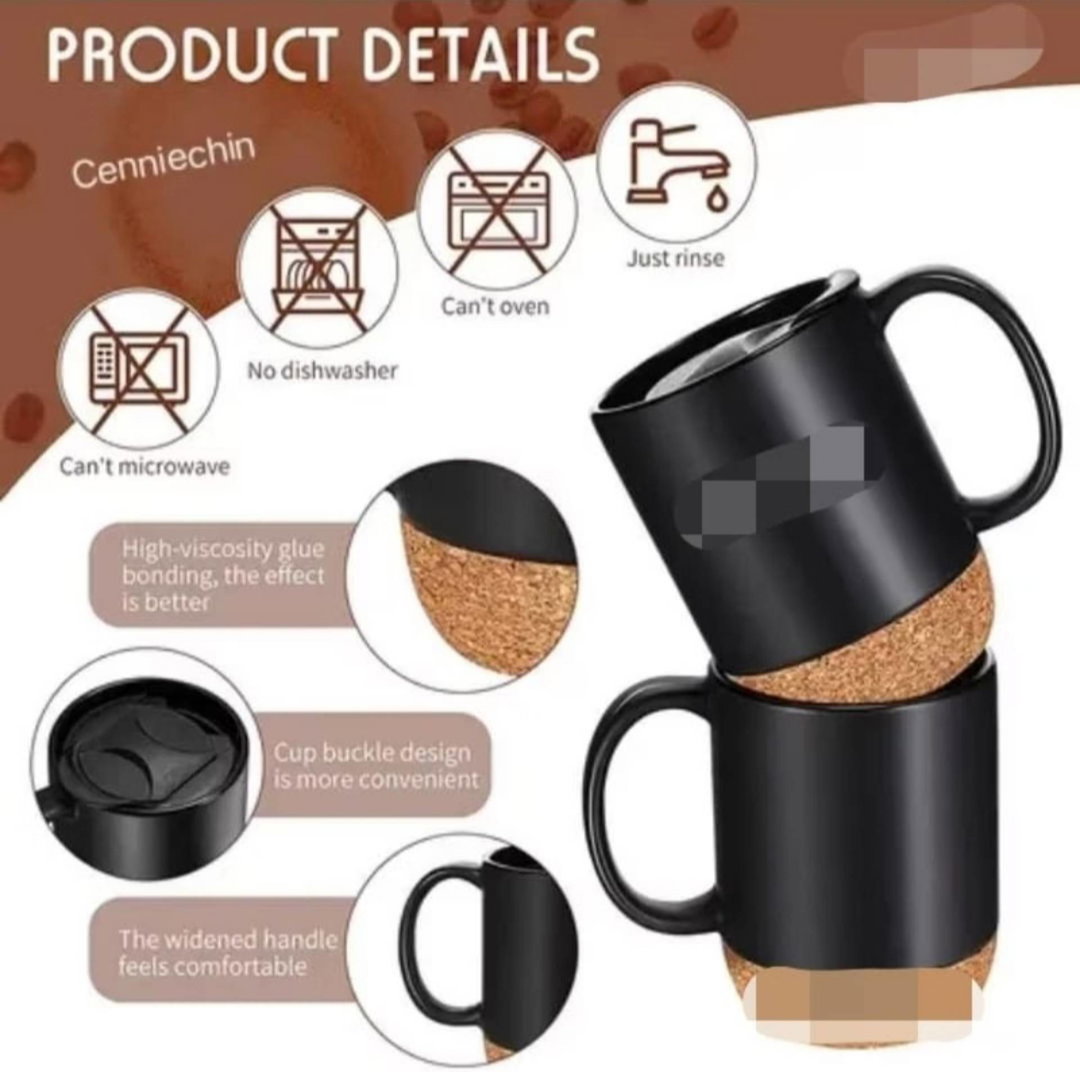 14oz cork base stoneware Matte mug