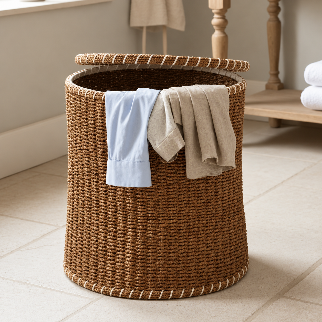 Woven Rattan Laundry Basket 