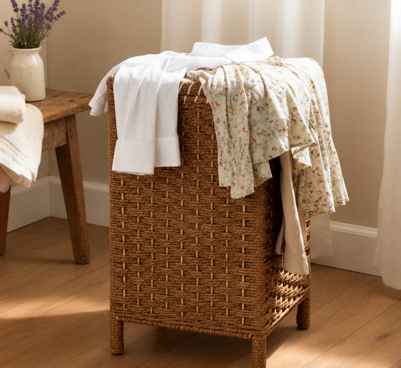 Handmade - Jute Laundry Basket with Lid_0