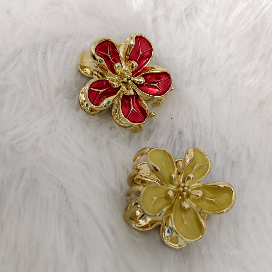 Floral metal enamel claw (Small)