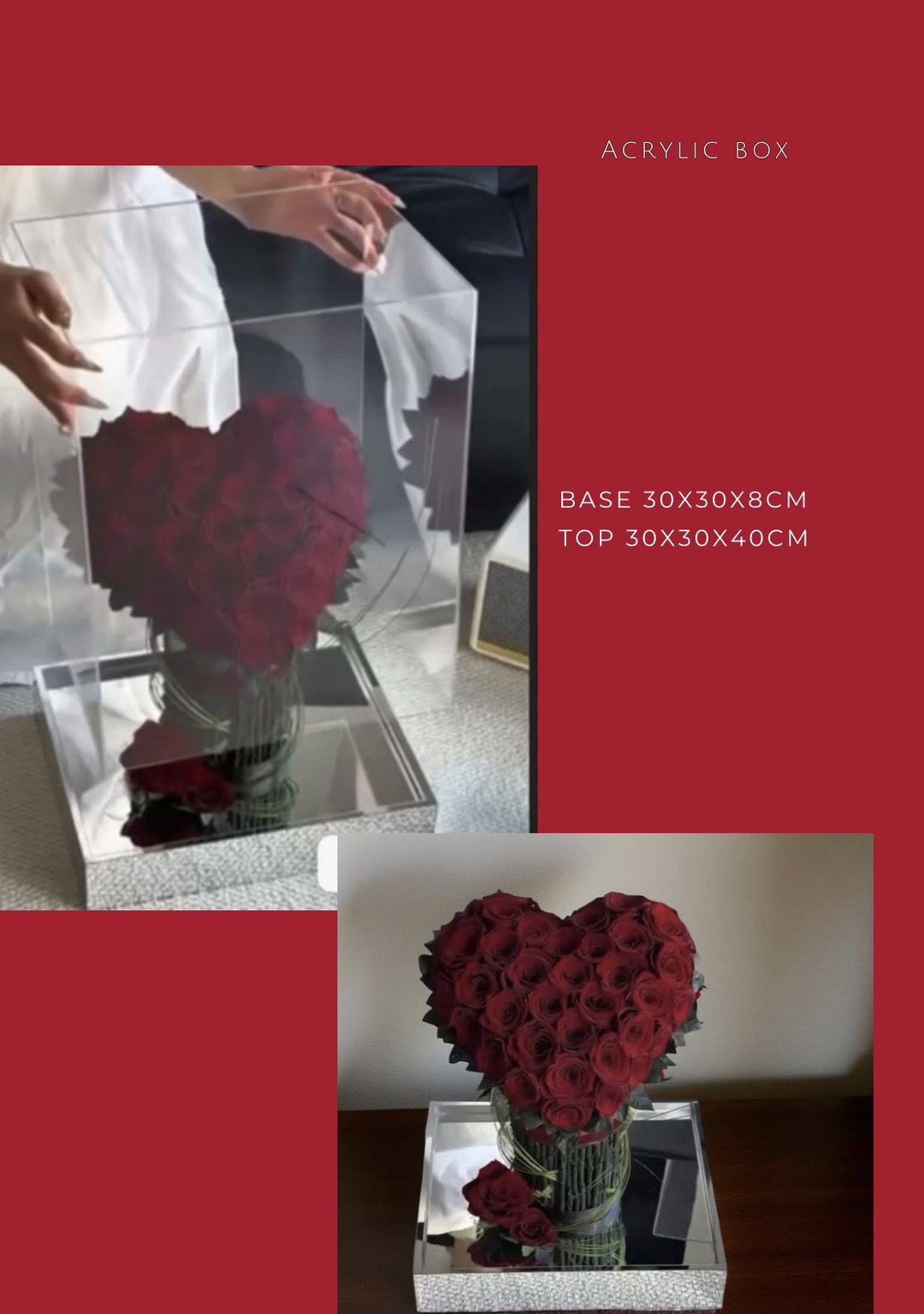 Acrylic box for flower bouquet 