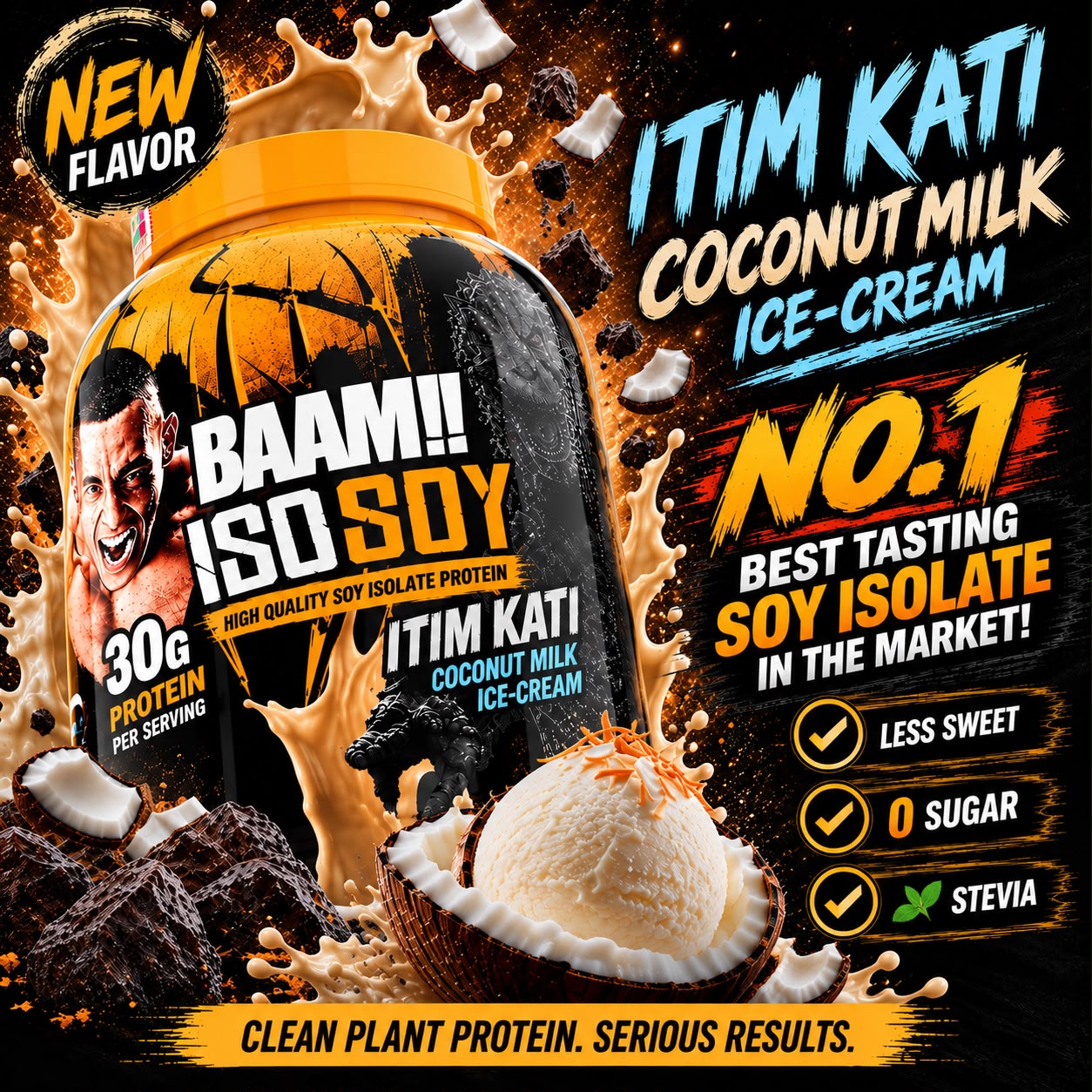 BAAM!!™ ISO-SOY Plant Protein Isolate (5lb / 2.3kg) | 30g Soy Isolate Protein • Vegan • Lactose-Free • Lab-Tested Premium Plant Protein_0