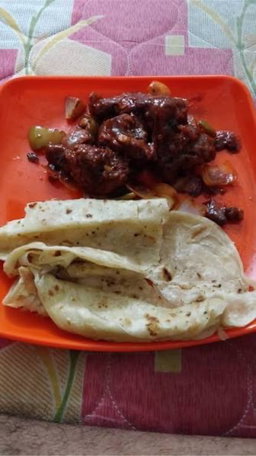 Half Chicken chilii  2 roti