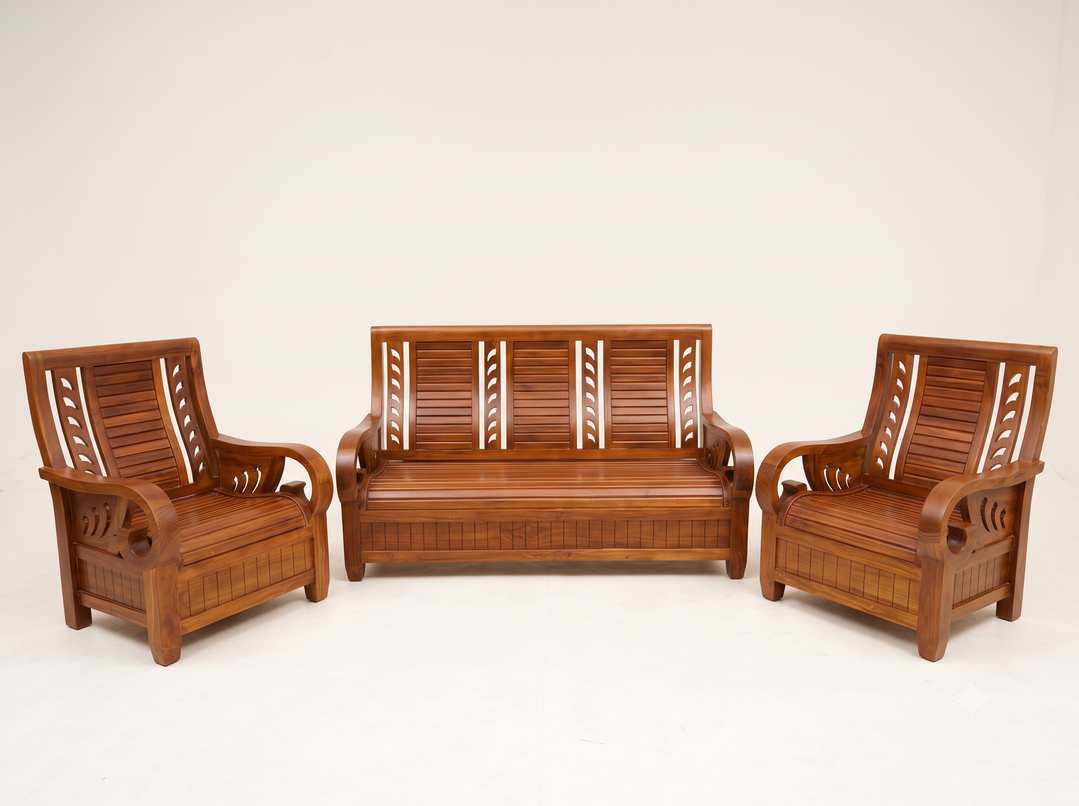 CARVED TEAK WOOD SOFA SET