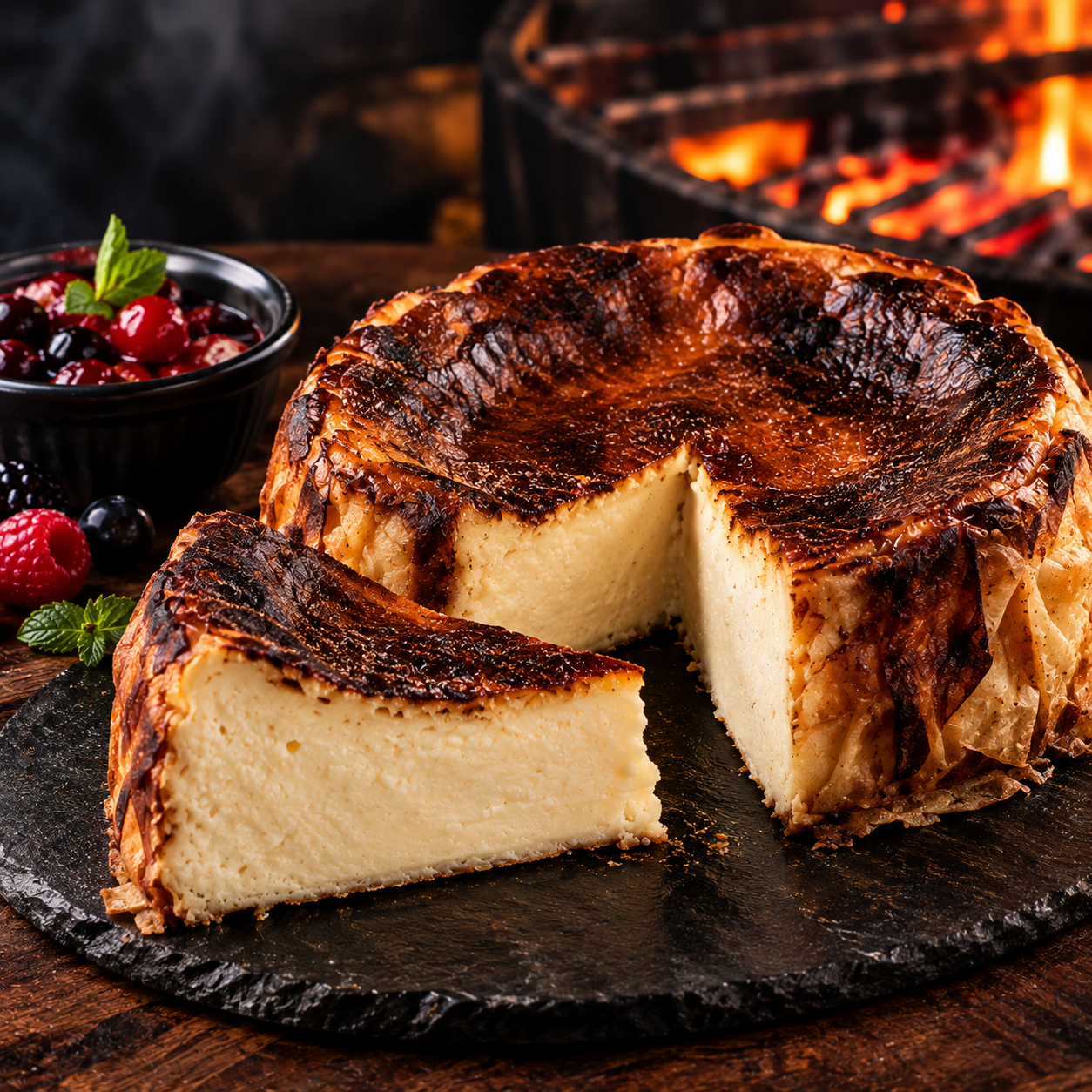 Tarta vasca al Carbón 