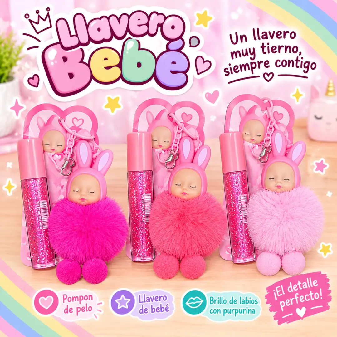 Llavero con bebé y labial
