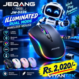 JEQANG JW-D226 Illuminated Dual Mode Wireless Mouse (7933)