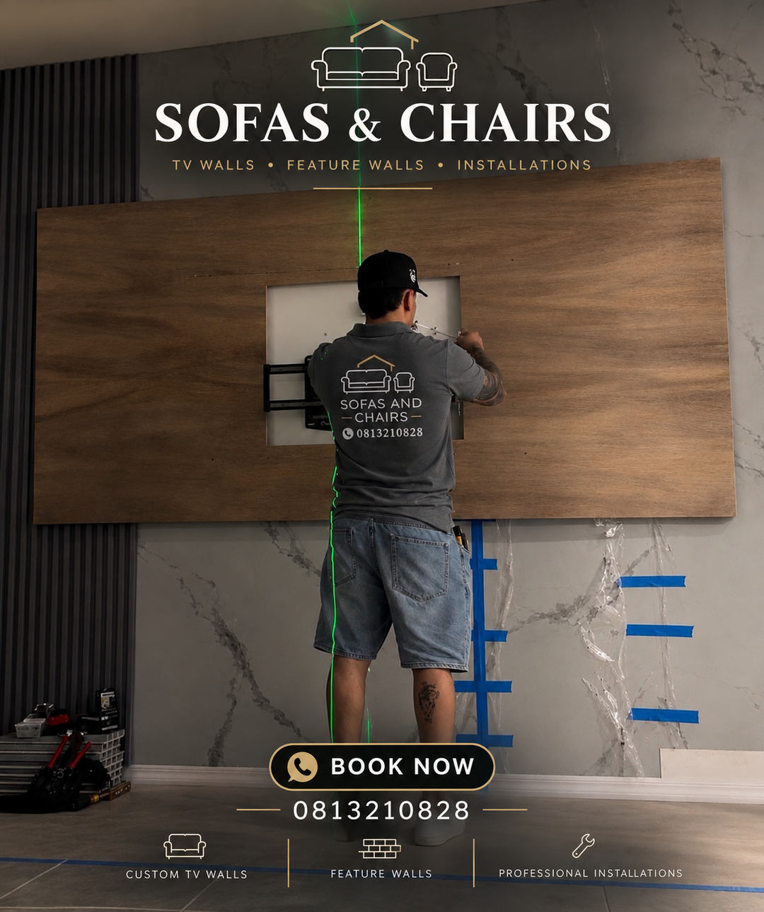 Wall panels Floating tv stand LED lights