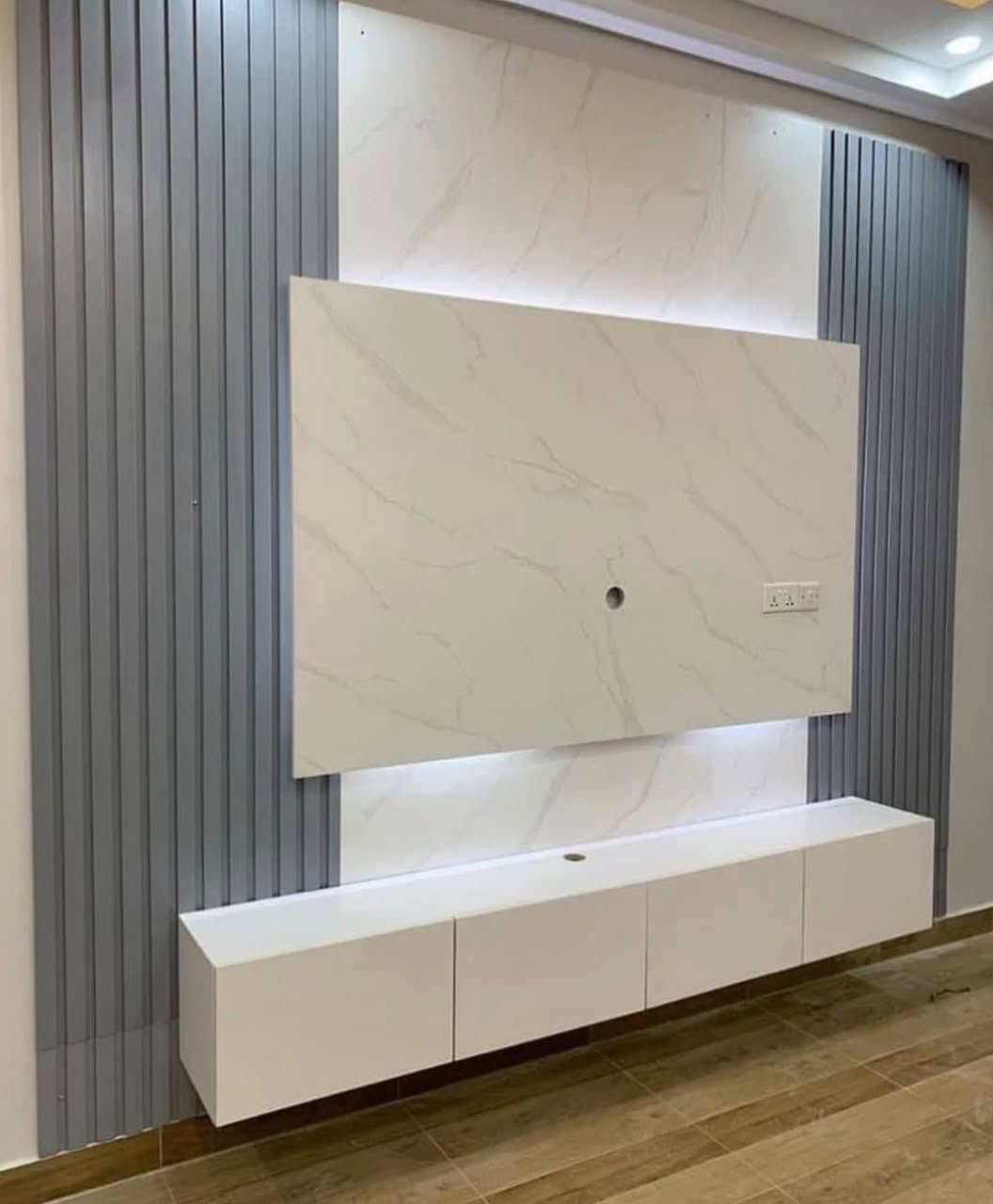 Wall panels Floating tv stand LED lights_10
