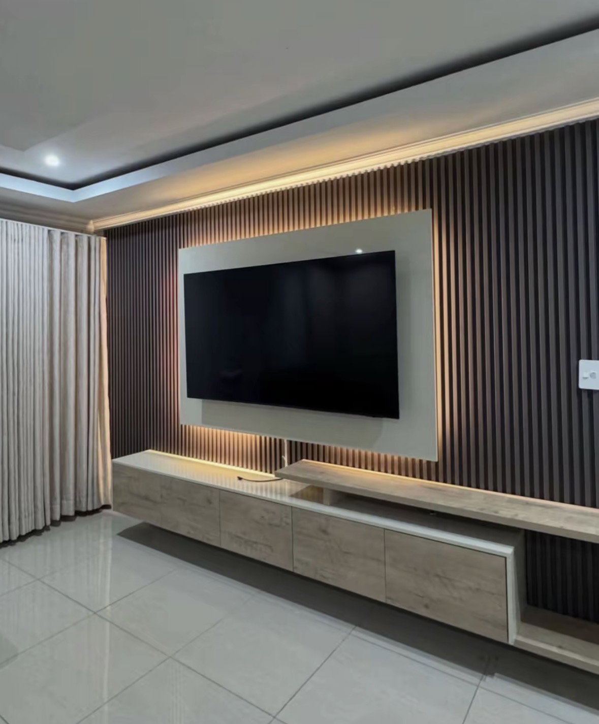 Wall panels Floating tv stand LED lights_4