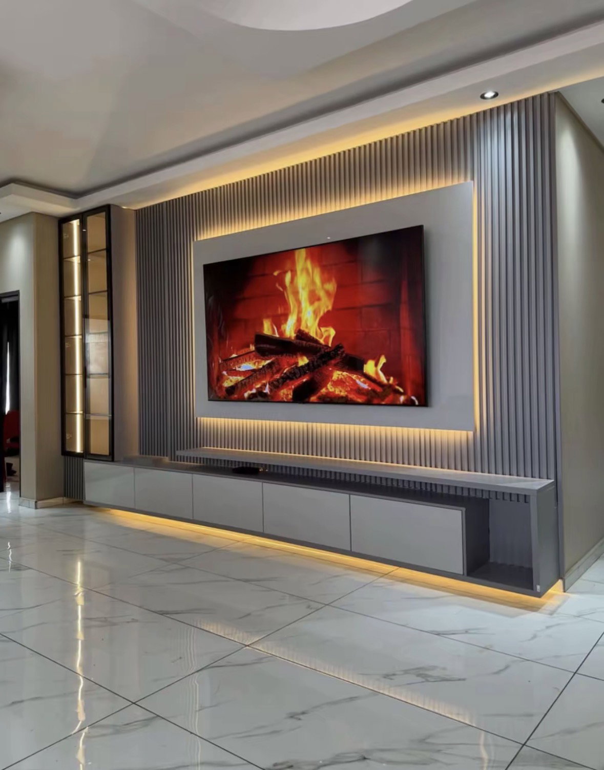 Wall panels Floating tv stand LED lights_3