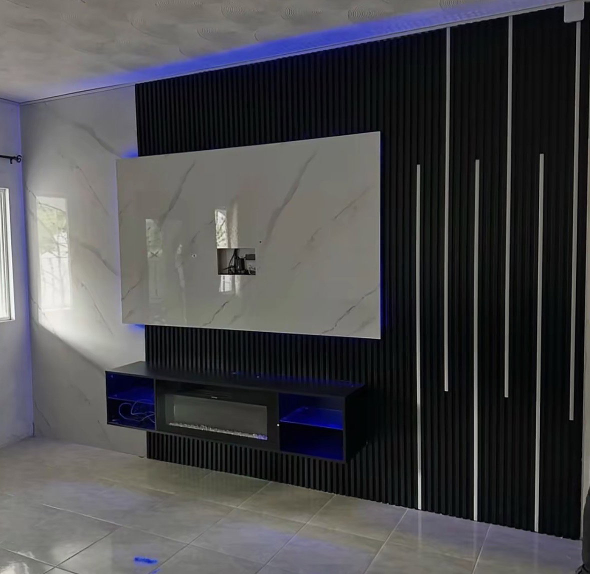 Wall panels Floating tv stand LED lights_7