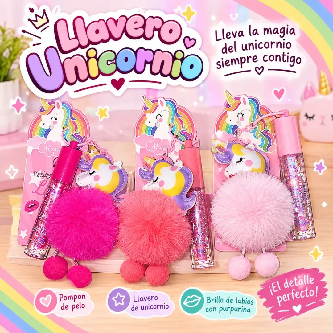 Llavero de Unicornio con labial 