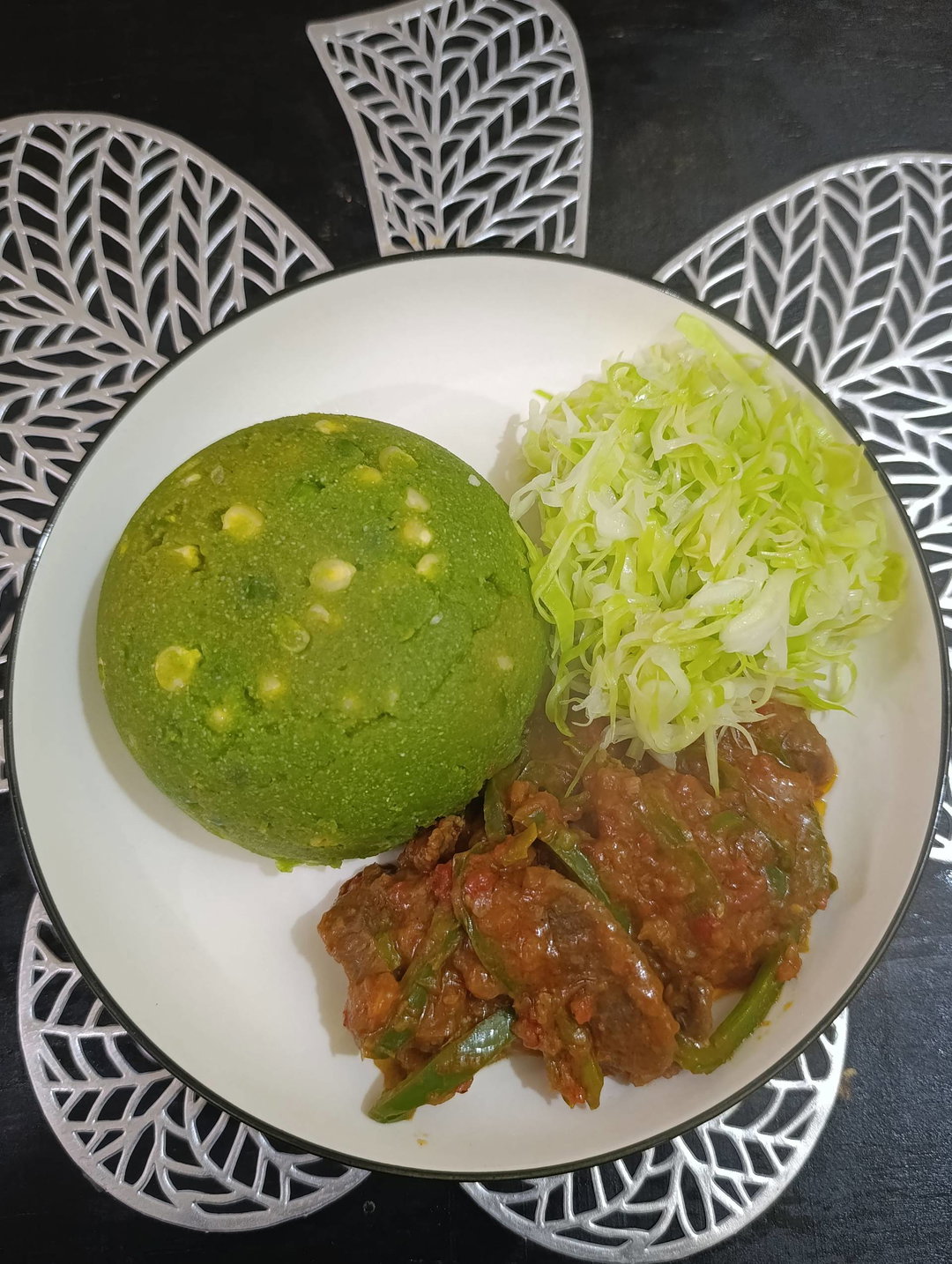 Mukimo and beef stew
