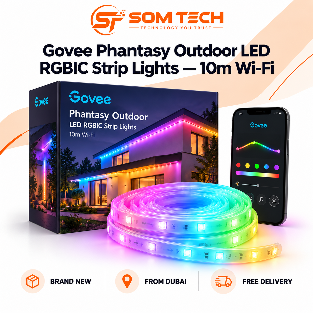 Govee Phantasy Outdoor LED RGBIC Strip Lights โ 10m Wi-Fi