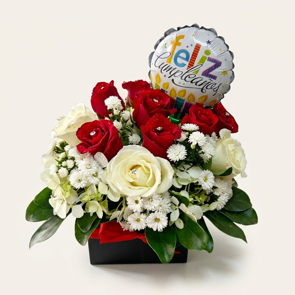 Una Cajita Rosas y Globo