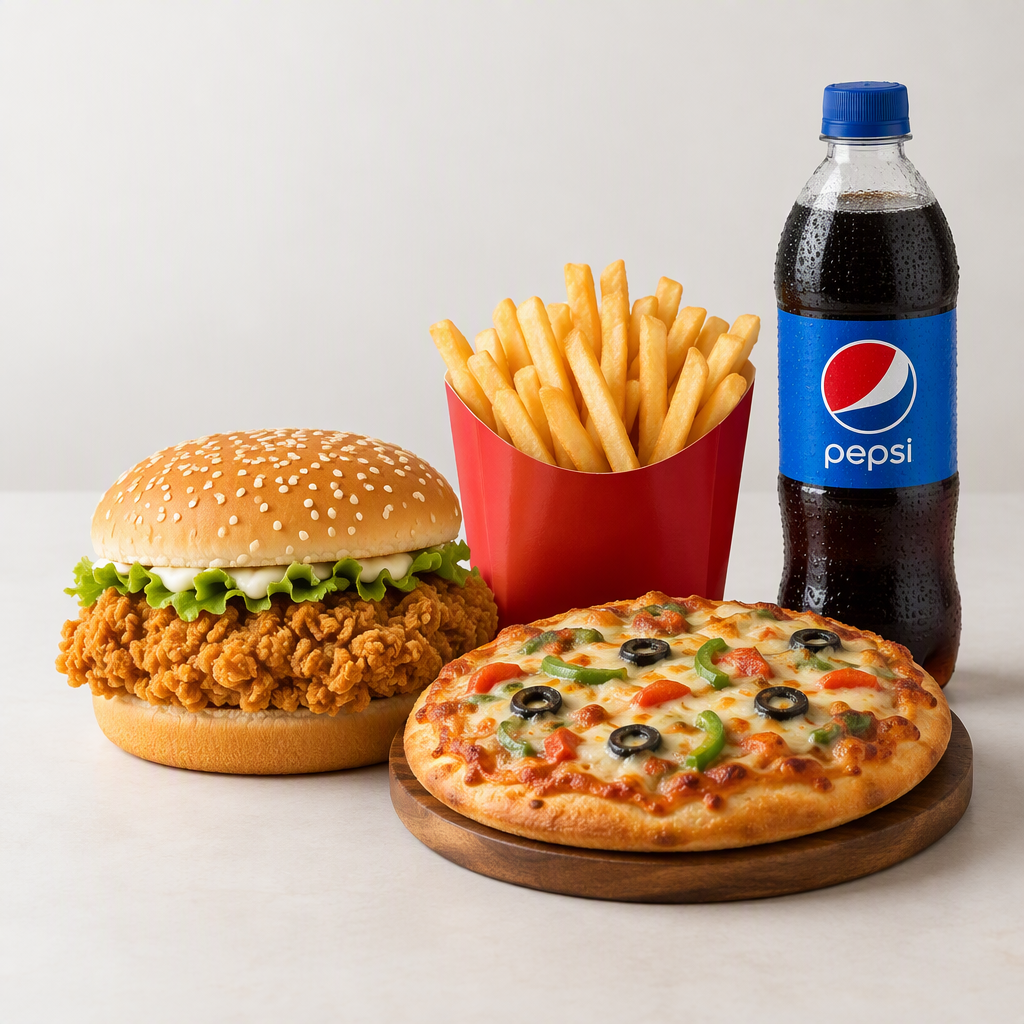 1XZINGER 1XSMALL PIZA 1XREG FRIES 1XHalf ltr DRINK
