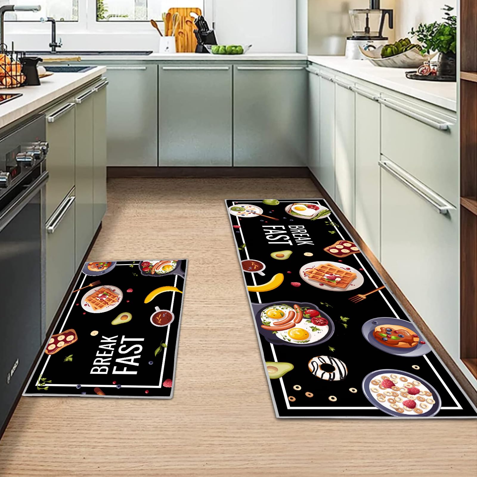 2 pcs Non-Slip Floor Mat & Runner Rug Set
