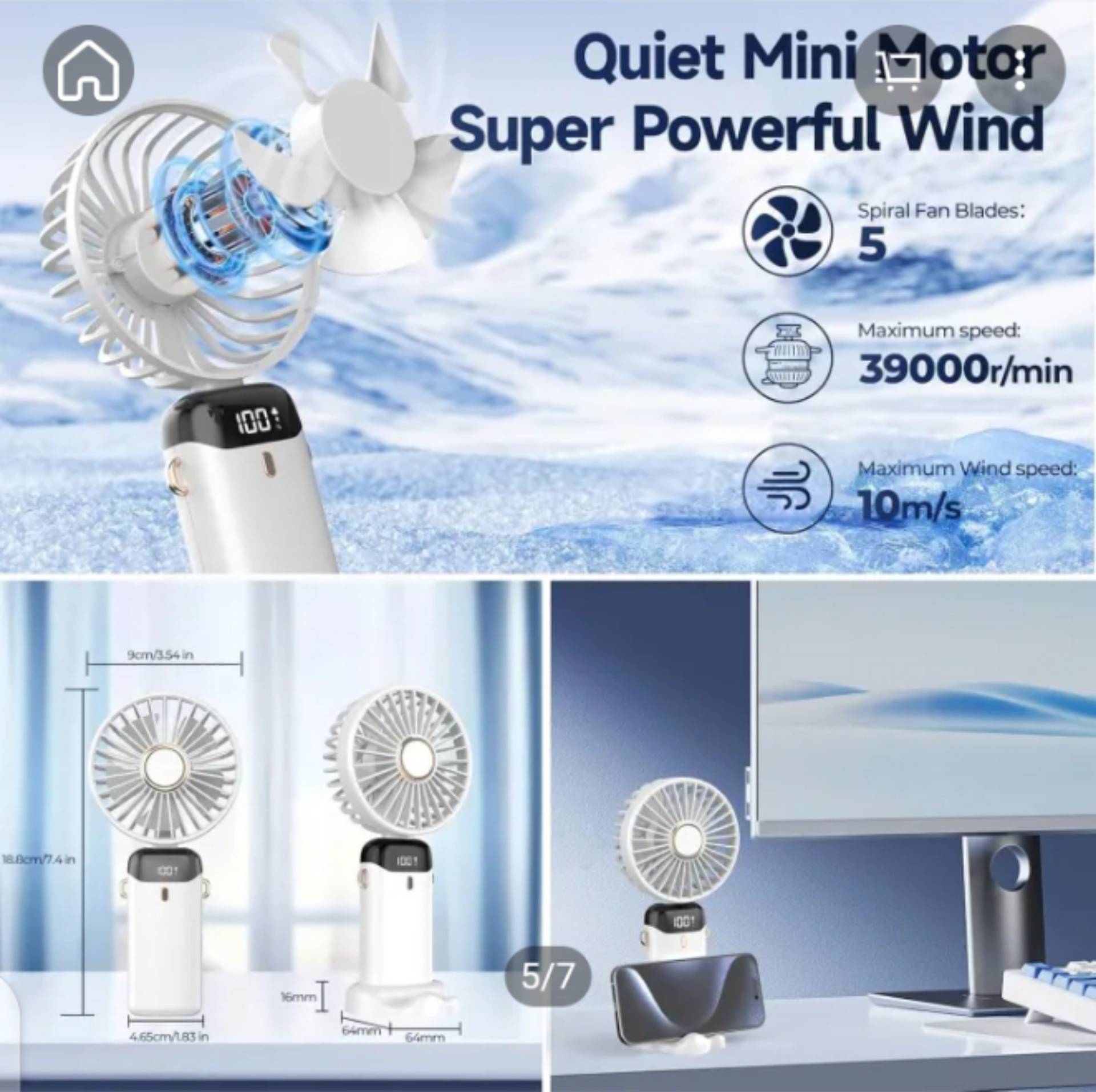 Chargeable fan decent White & black color_0
