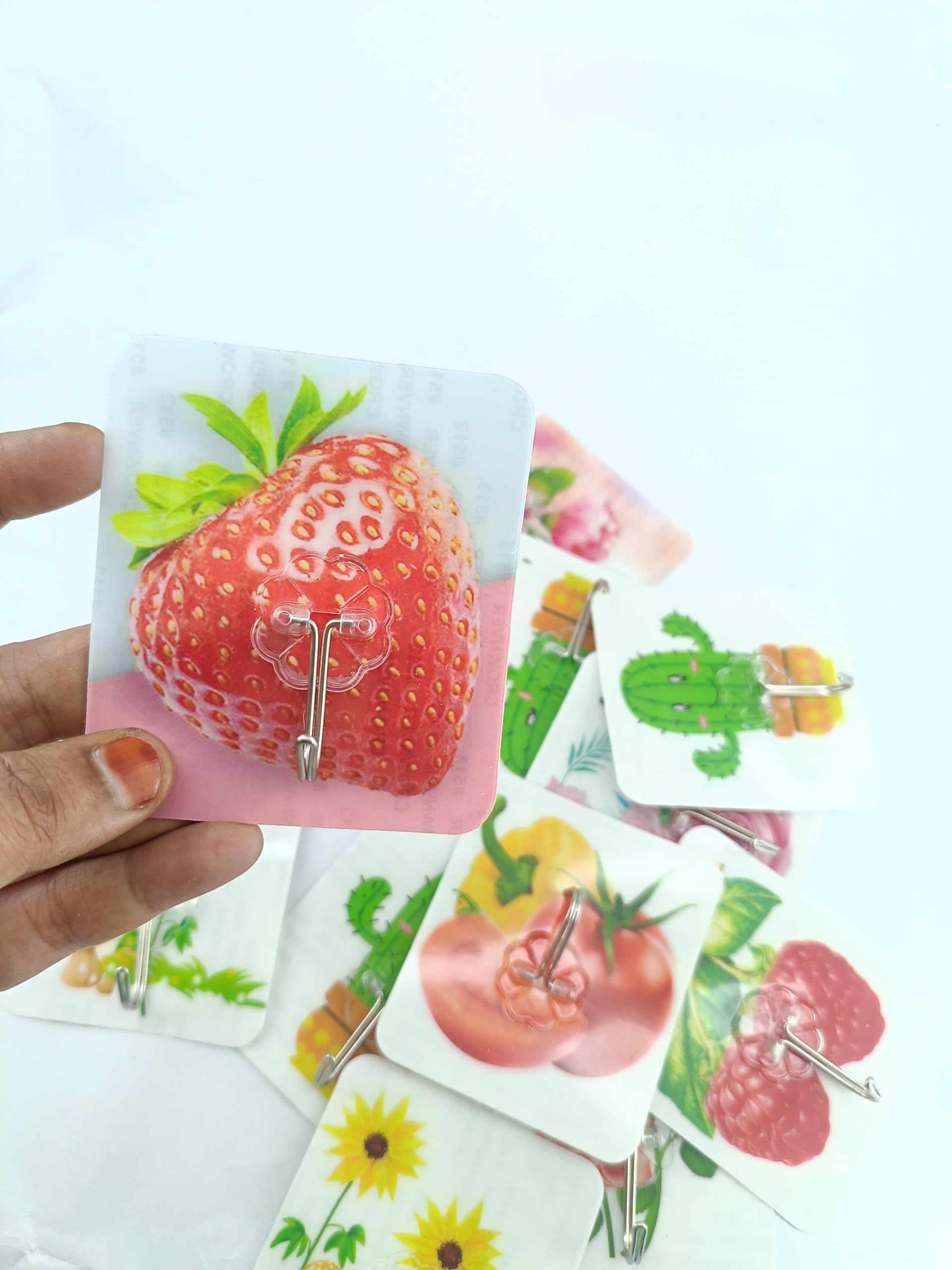 Printed Self-Adhesive Wall Hooks (Fruit & Floral Design)
