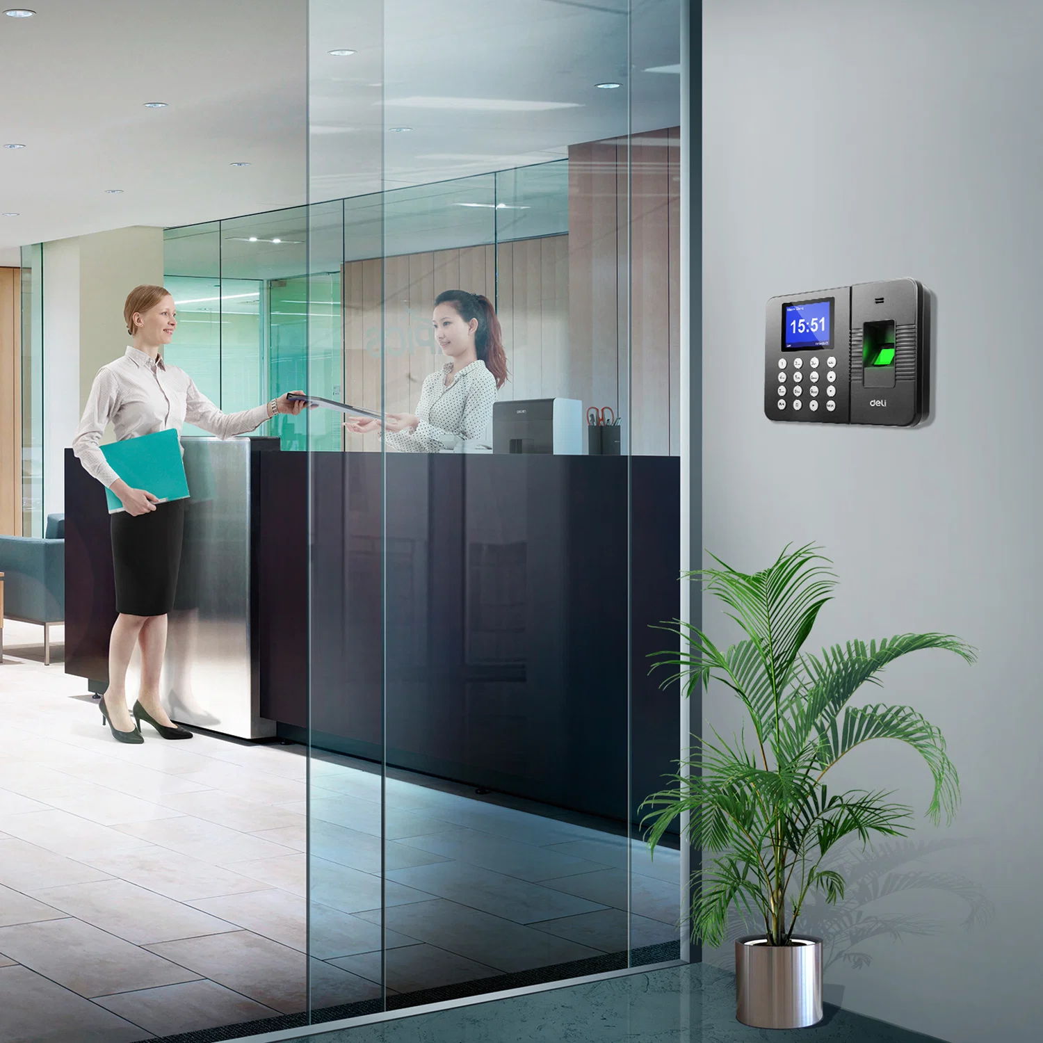 Deli E3960 Fingerprint Attendance Machine (Biometric Time Clock).
