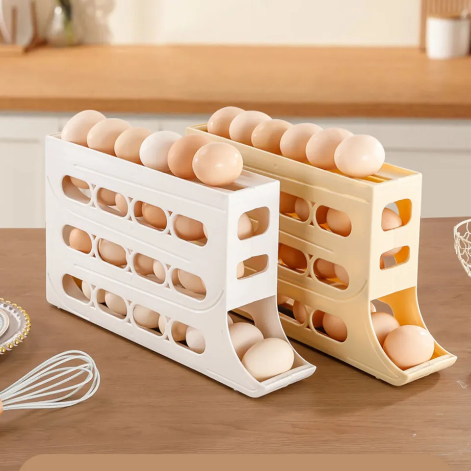4 Layer Rolling Egg Dispenser (Auto-Rolling Refrigerator Storage Rack)