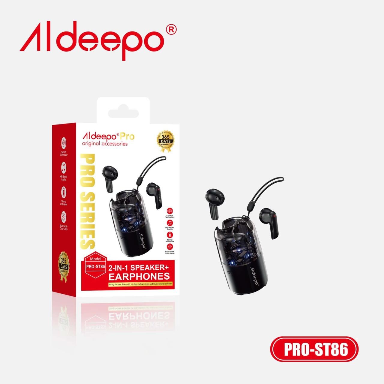 Aldeepo Pro Series PRO-ST86 2-in-1 Speaker & Earphones.
