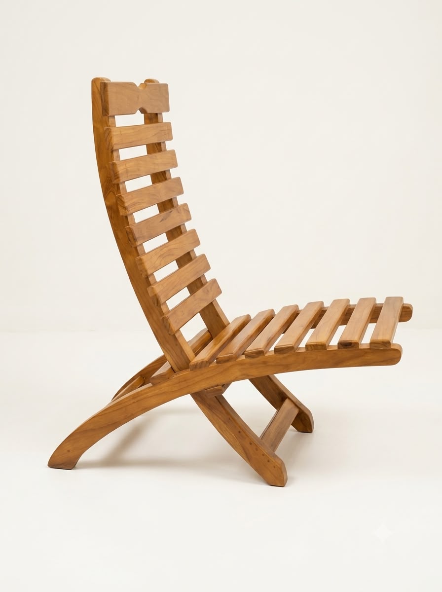 FOLDING SOLID TEAK WOOD EASY / RELAX CHAIR