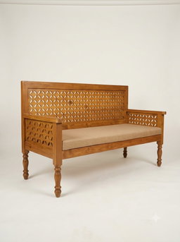HAND-CARVED SOLID TEAK WOOD BENCH