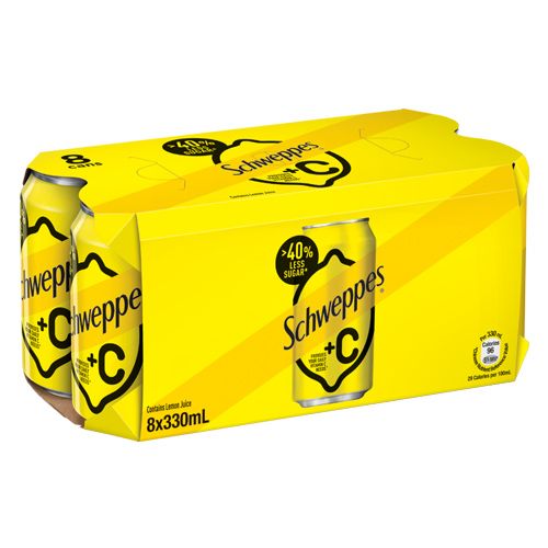 Schweppes +C Lemon 檸檬味汽水 330mL × 8罐