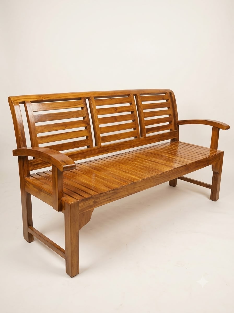 CLASSIC 3-SEATER SOLID TEAK WOOD SLATTED BENCH