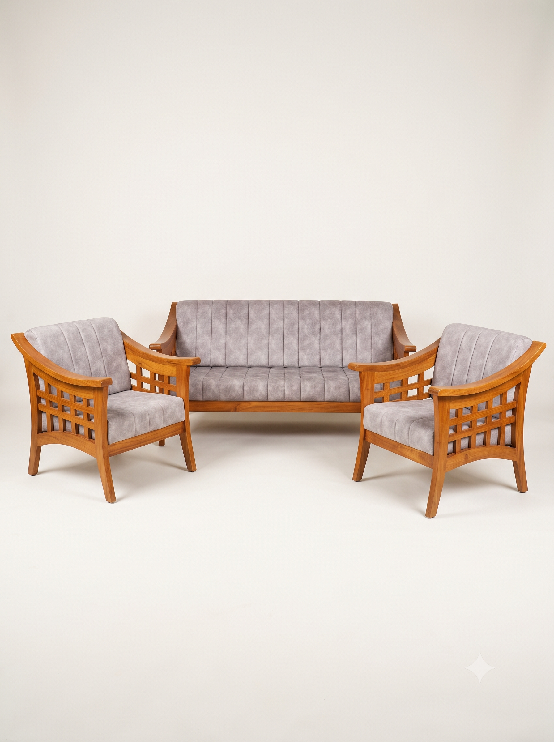 CONTEMPORARY LATTICE-WOOD SOFA SET_0