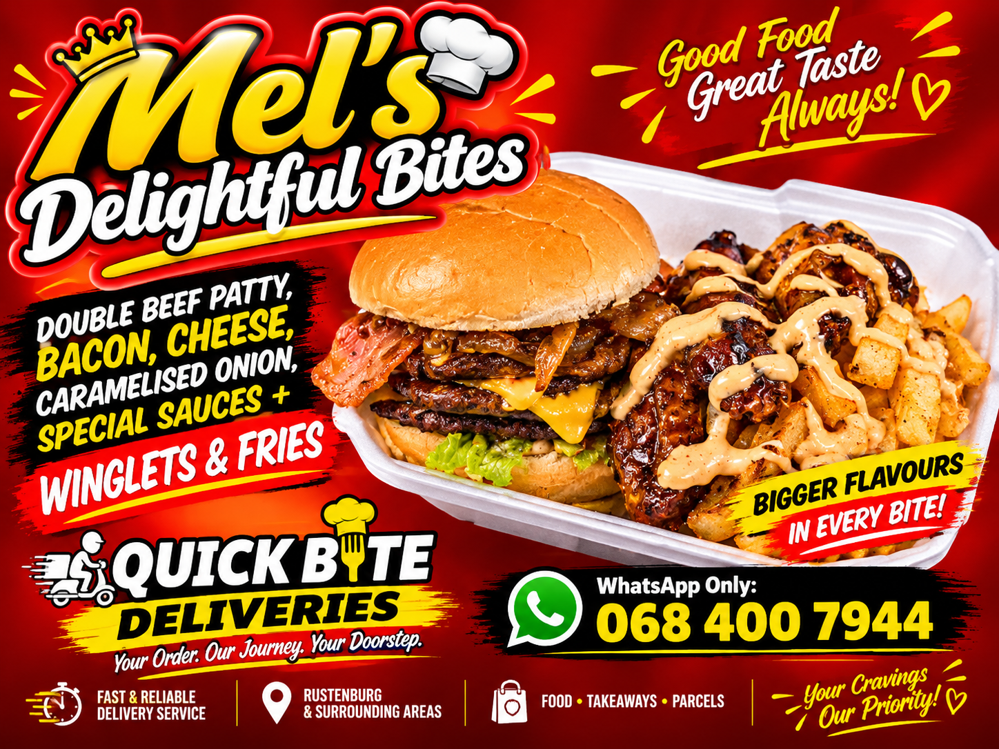 BEEF BURGER COMBO <<< Mel's Delightful >>>