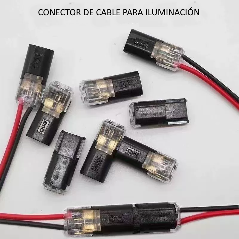 Conector de Cable Eléctrico de 2 Vías, Conector Rápido Enchufable para LED, Conector de Empalme de Cable Universal de 2 Pines con Hebilla de Bloqueo_0