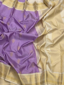 Lilac with half white kanchipuram
