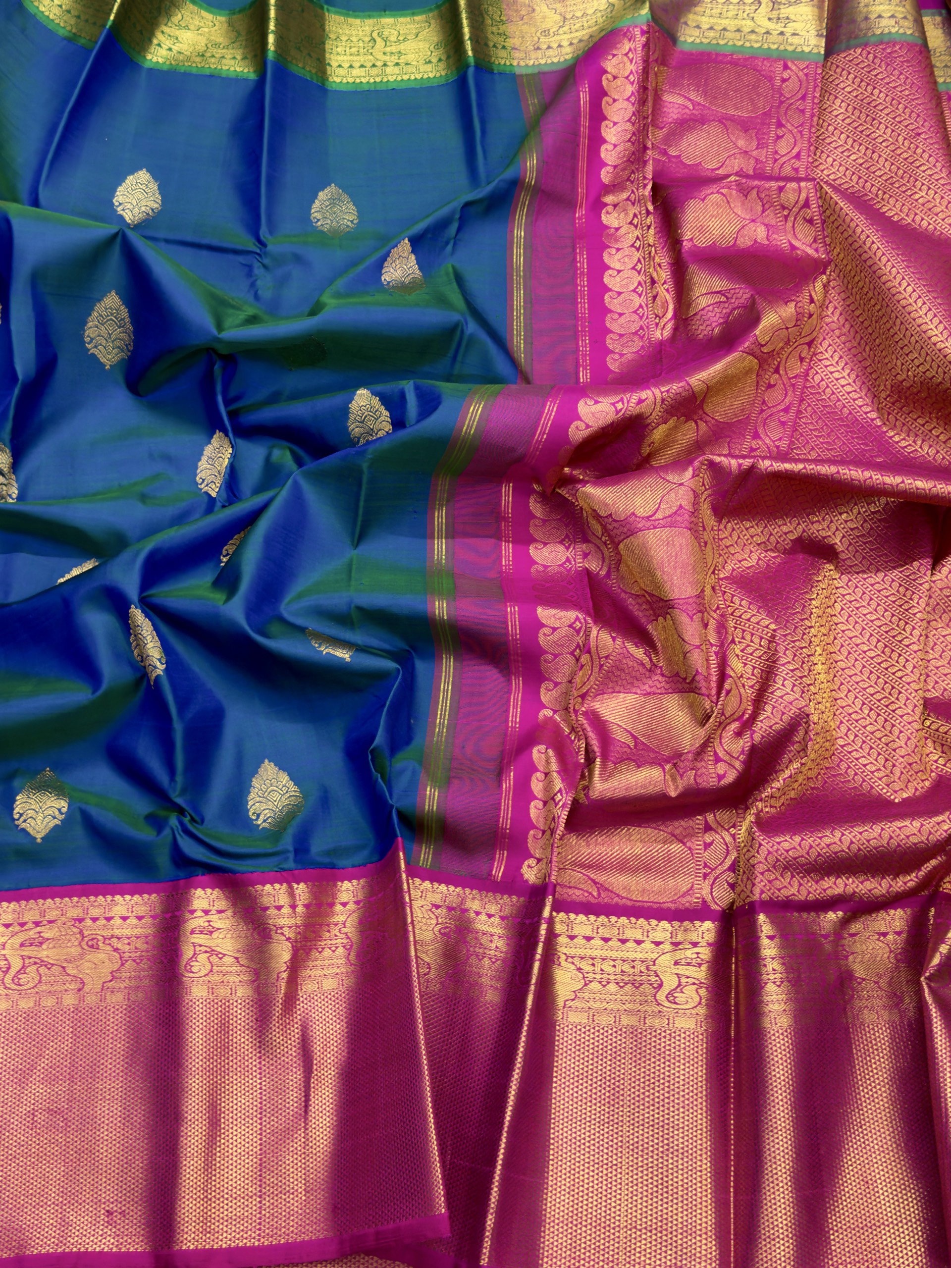 Peacock blue Ganga Jamuna kanchipuram_0