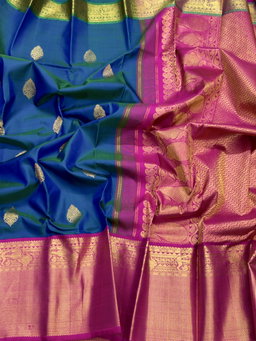 Peacock blue Ganga Jamuna kanchipuram