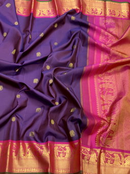 Purple with Rani pink Korvai kanchipuram