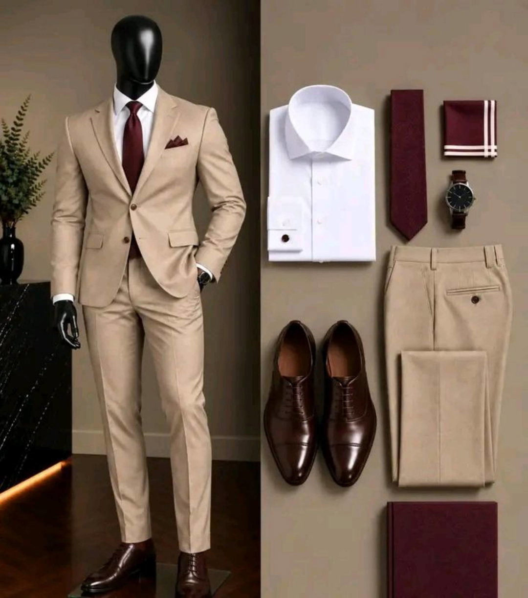 Biege suit for office full set