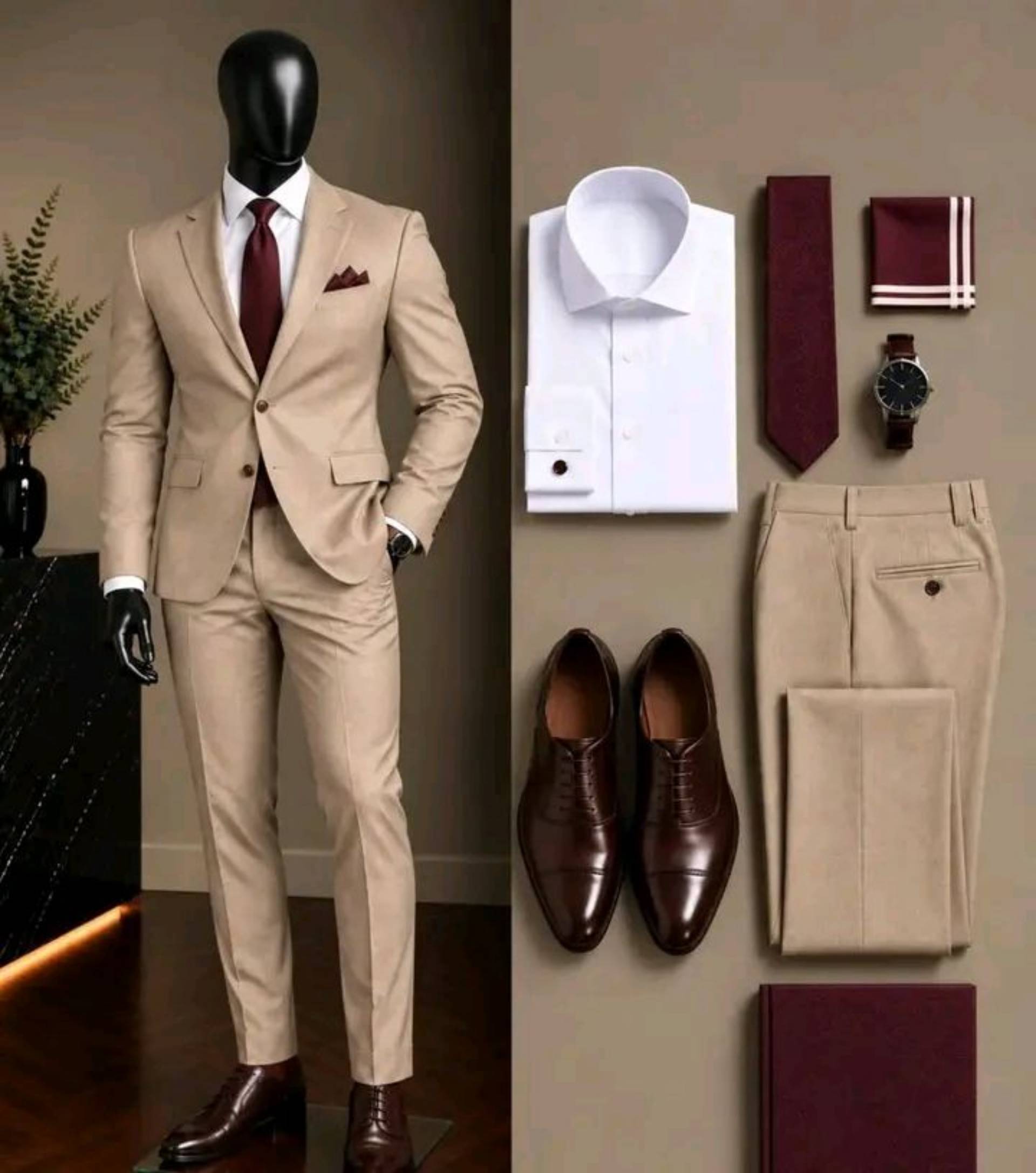 Biege suit for office full set_0