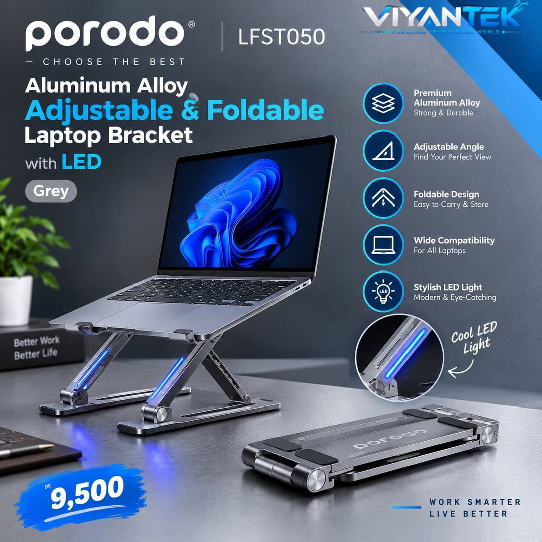 PORODO LFST050 LAPTOP STAND – GREY