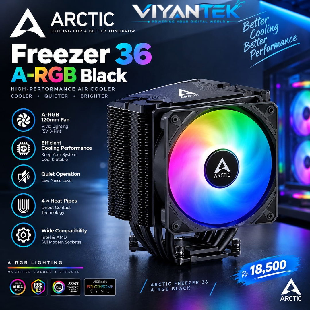 Arctic Freezer 36 A-RGB Black Air Cooler
